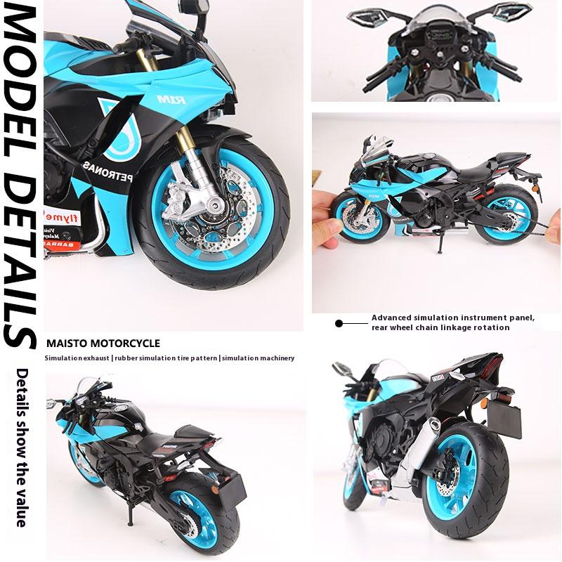 1/9 Scale Yamaha R1M Motorcycle Die Cast Model Car Alloy Metal Desktop Trendy Toy Decorations Sound & Light Birthday Gifts with Friend