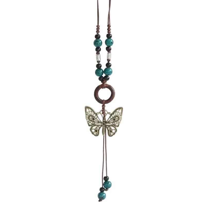 Bohemian Retro Butterfly Long Necklace Women's New Chinese Ethnic Style Vintage Medieval Sweater Chain Accessories