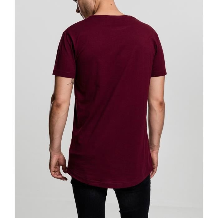 T-shirt long - Urban Classics - Rouge - Coupe regular - Col arrondi - Manches courtes
