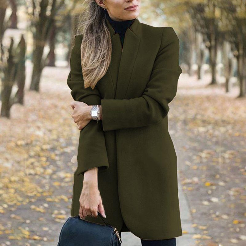 Overcoat Fashion Womens Trench Coat Ladies Solid Color Winter Warm Long Jacket