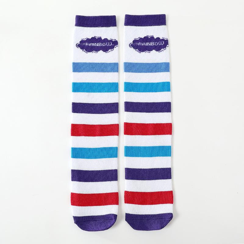 

Детские хлопковые гольфы в радужную полоску - до середины икры или выше колена для мальчиков и девочек One Size 42CM (3-12 Years)