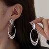 Hongyan S925 Sterling Silver Oval Face-Slimming Earrings: 2024 Korean Fashion Heavy Industry Style.