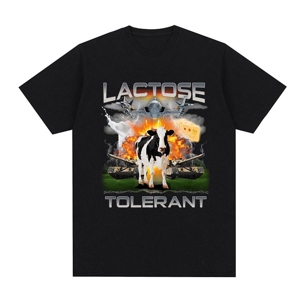 Lactose Tolerant Graphic Print T-Shirt Women Vintage Fashion Short Sleeve T-shirts 100% Cotton Casual Cozy Summer T Shirts