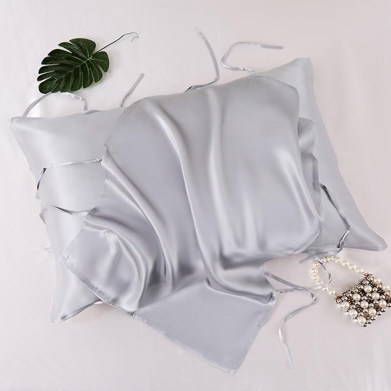 100% Pure Mulberry Silk Pillowcase With Tie - Soft Breathable Sleep Accessory Sensitive Skin
