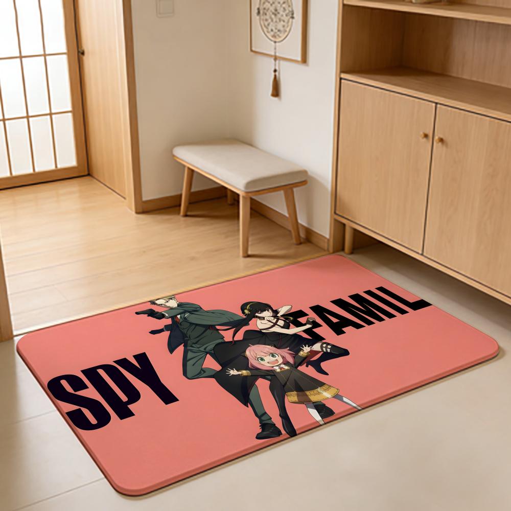 ANIME S-Spy Family Floor Mat Absorbent Floor Mat Non-Slip Entrance Rug for Bathrooms Restrooms and Toilets
