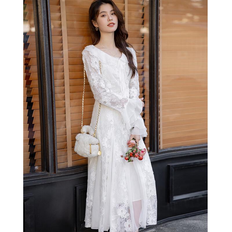 ITISF4 Elegant Lace Ruffle Fishtail Dress