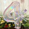 Large 40inch Number Digital 0-9 Balloon Colorful Transparent Anniversary Decoration Foil Balloons with Bowknot