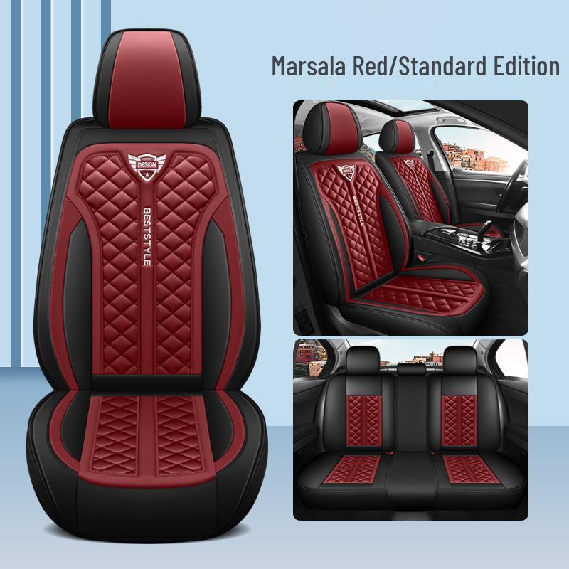 Universal Four-Season Cartoon Leather Car Seat Cushion Set for Five Seats