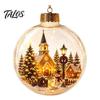 3D Winter Scene Baubles Glowing Christmas Story Ornament, Light-Up Ball Hanging Decor with Warm LED Light, Festive Indoor Home Decorations Mini