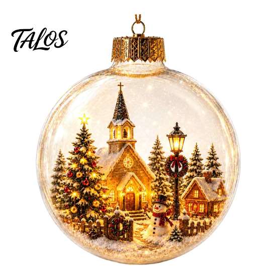 3D Winter Scene Baubles Glowing Christmas Story Ornament, Light-Up Ball Hanging Decor with Warm LED Light, Festive Indoor Home Decorations Mini
