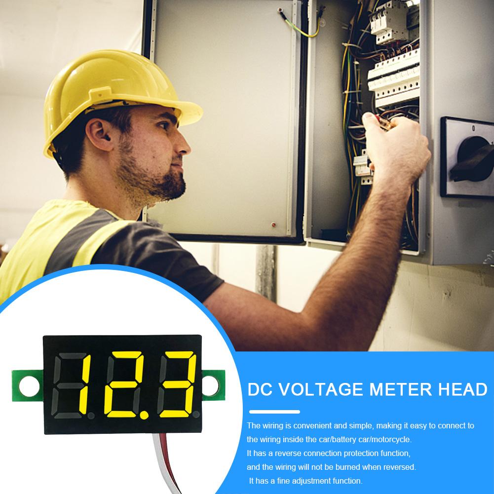 2 Wires Mini Digital Voltmeter LED Display 0.28 Inch DC Volt Meter DC 2.5V-40V Red/Blue/Yellow/Green Reverse Polarity Protection
