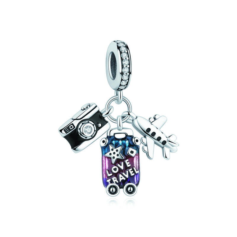 Original Copper Charms Camera Suitcase London Bus Pendant Beads Fit Bracelets Necklaces Jewelry For Women