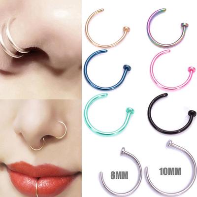 2PCS Chirurgenstahl Offener Nasenring Nasenring Lippe Nasenpiercing Ohrstecker Ohr 5Farben