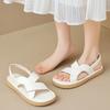 Fashion 2025 New Fashion Summer Leather Open Toe Women Sandals Roman Shoes Solid Color Comfortable Outside Leisure Flats Women Sandals
