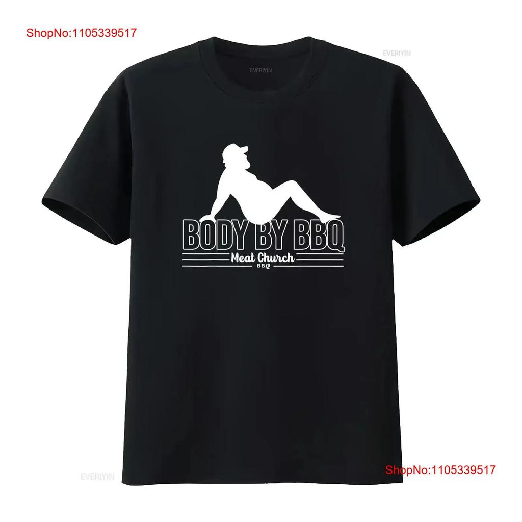 Mens Funny Body By BBQ Vintage Meat Church T Shirt Washed Stretched Casual Versatile Comfortabl