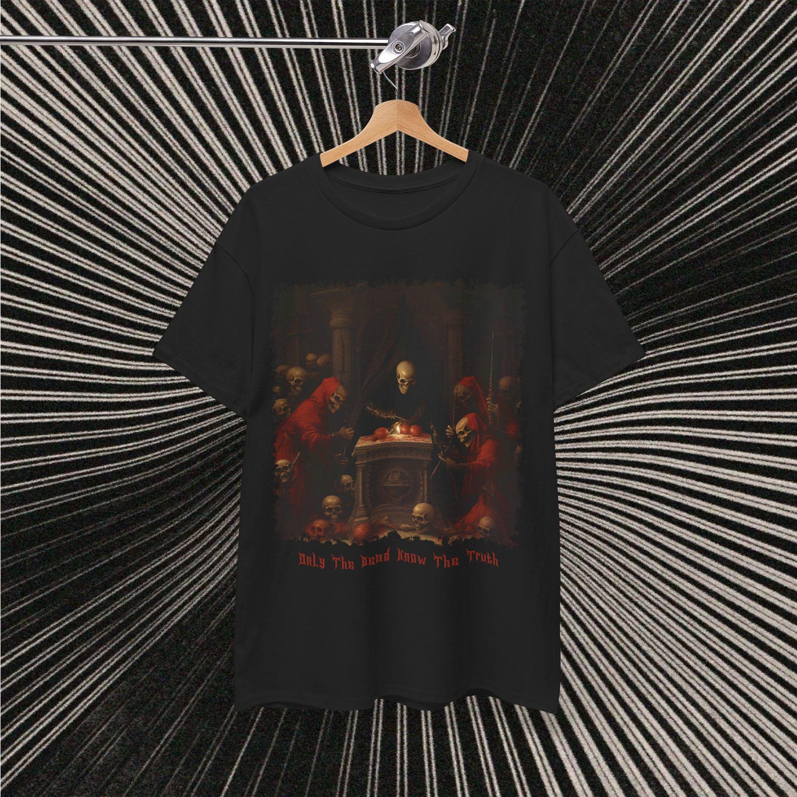 Gothic Witchcraft Ritual Unisex Tee, Dark Horror Art Grunge Shirt, Skeletons, Only the Dead Know the Truth, Alternative, Undead Tshirt, 4XL