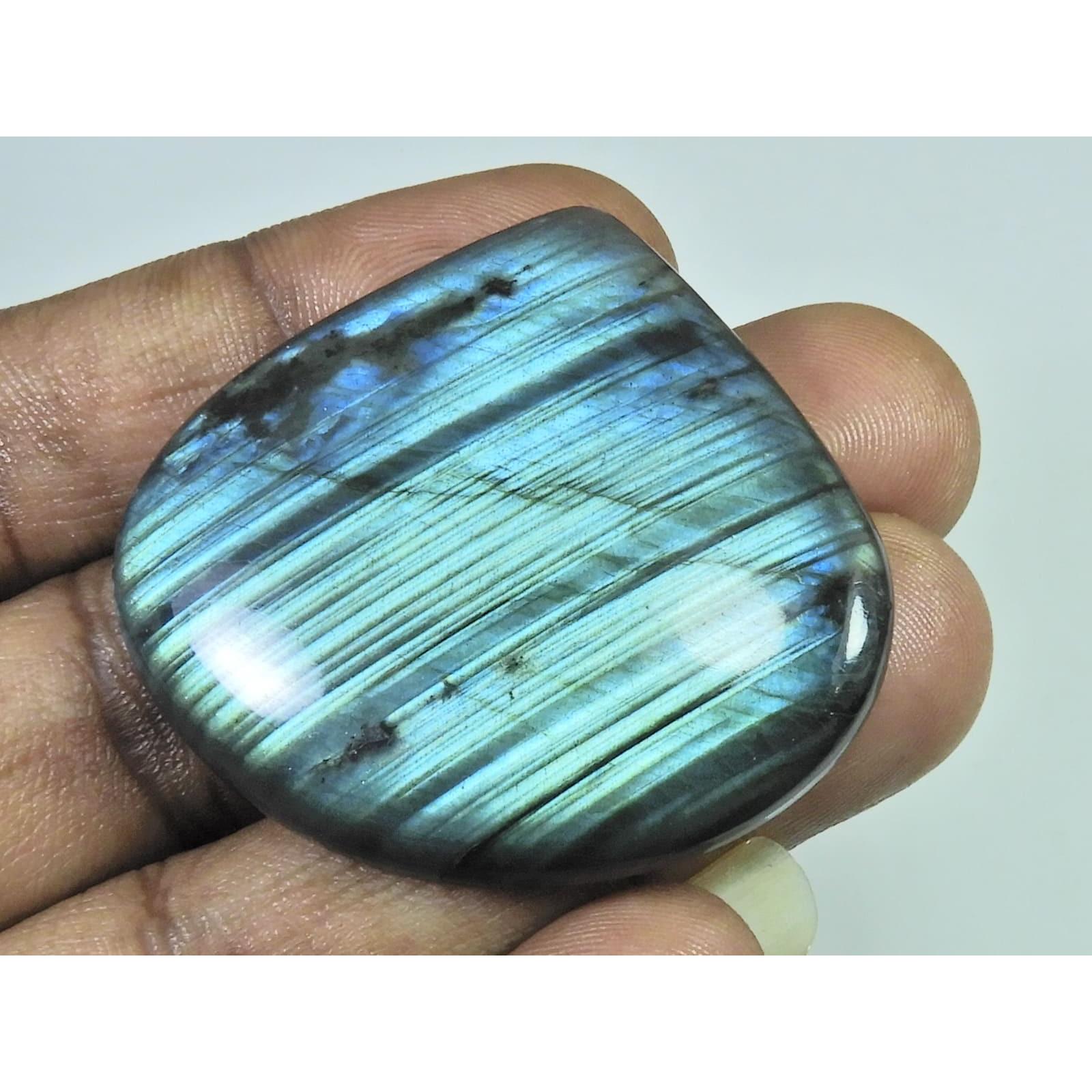 105Cts.Natural Labradorite Multi Fire Pear Cabochon Loose Gemstone 45X41X6MM D-238