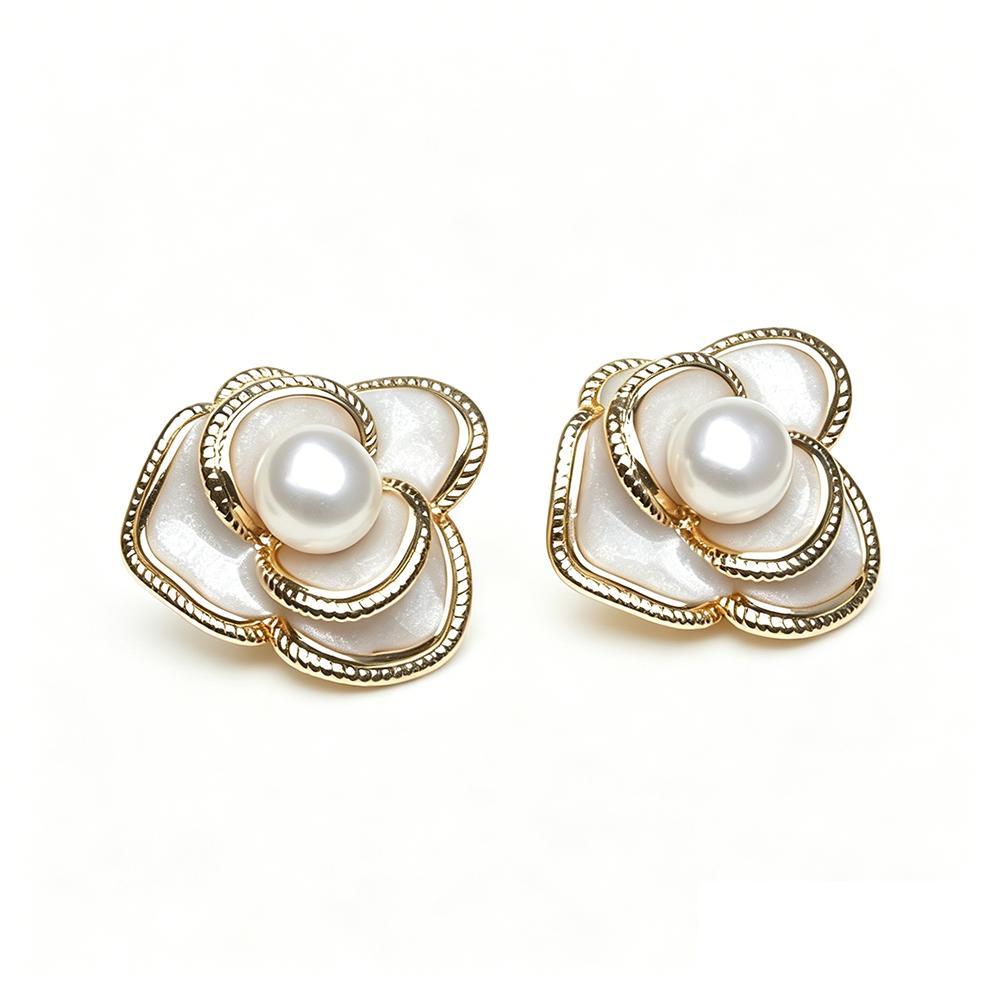 Wedding Small 925 Silver Natural Freshwater Pearl Earrings,Luxurious Pearl Stud Earrings Wife Mother Anniversary White Pink