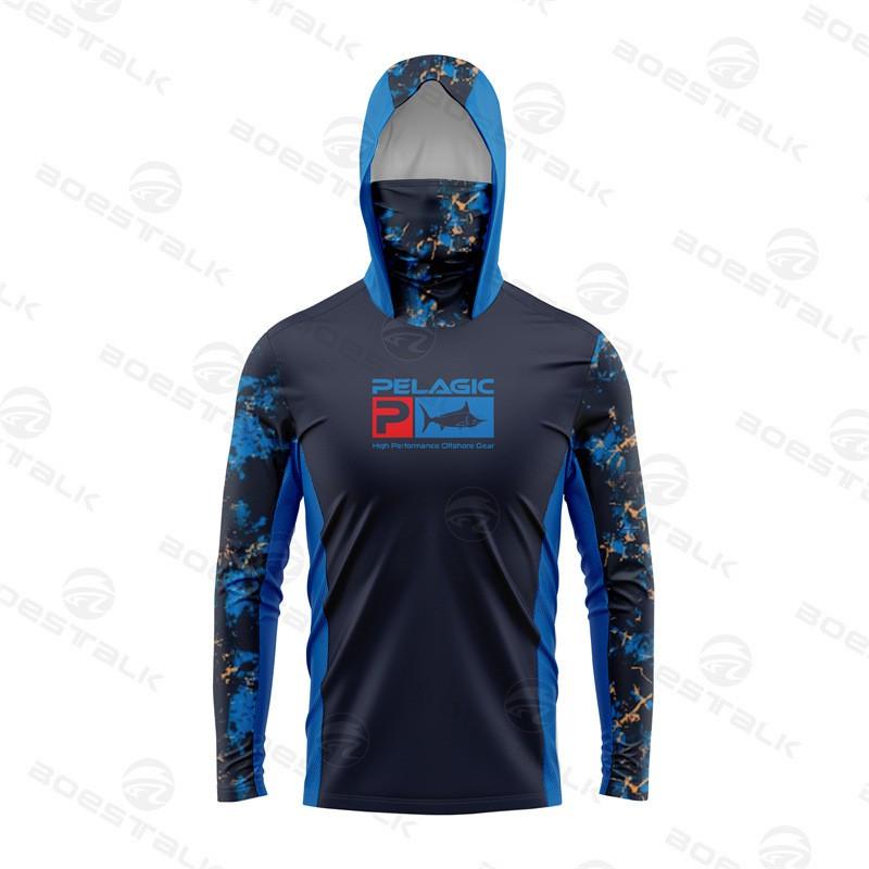Mens Lightweight Quick-Dry Fishing Hoodie With Neck Cover UV Protection Long Sleeve Outdoor Angling Fall
