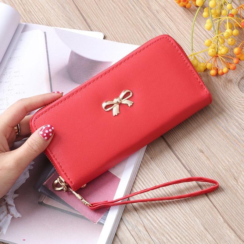 Luxurious Lady Zipper Around Women Clutch Leather Long Wallet Card Holder Case