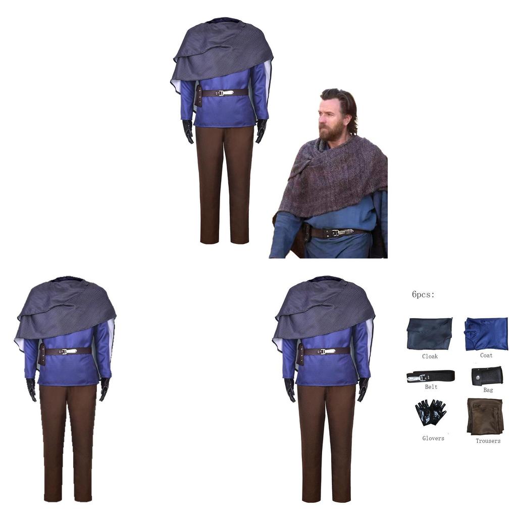 Star Wars Obi Wan Blaue Cosplay-Anzug mit Stammesstil für Kostümveranstaltungen