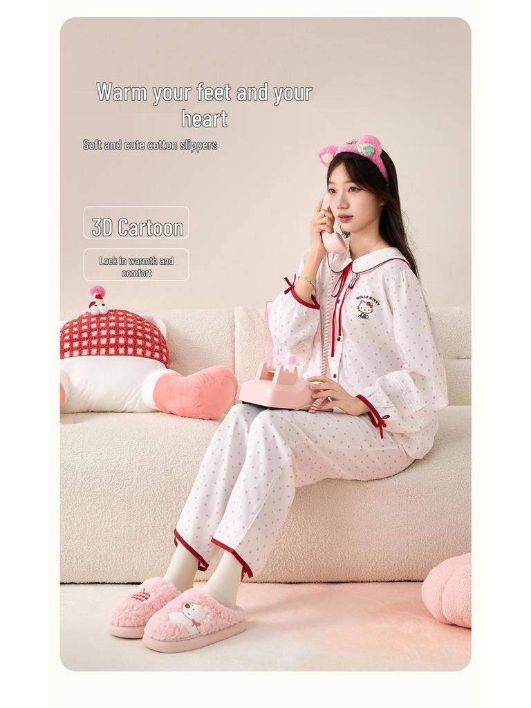 Jie Liya 2025 Women's Cute Cartoon Cotton Slippers - Cozy Indoor Plush for Autumn/Winter (Available for Men Too)