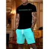 Summer Letter Print Men's T-shirt Shorts 2-piece Set 2025 Men's Clothing Quick Drying Sports T-shirt Elastic Waist Shorts Set