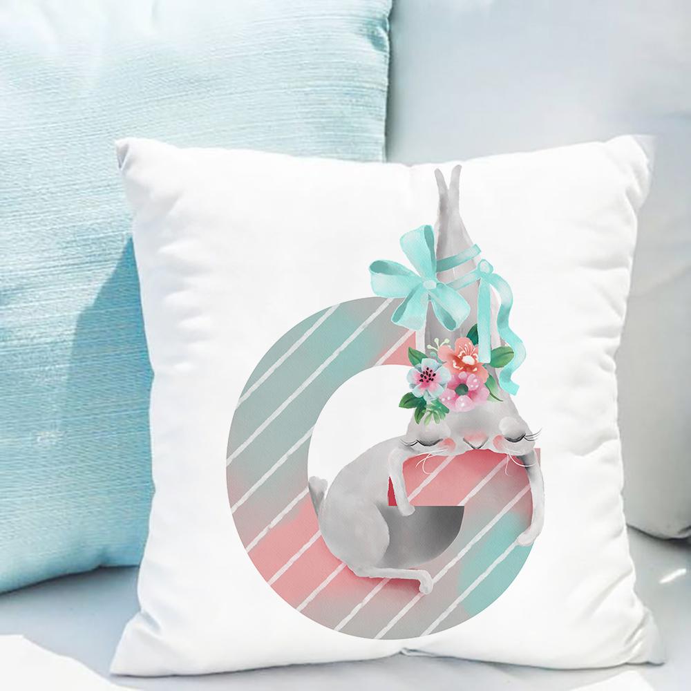 

Милый мультфильм животное украшение детской комнаты мода английский алфавит наволочка кролик слон принт чехол для подушки 40x40cm