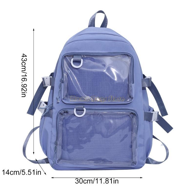Zaino a Spalla in Nylon per Studenti Universitari X90D Itabag Giapponese Trasparente Grande Capacità Borsa Scolastica per Esposizione Spille Anime