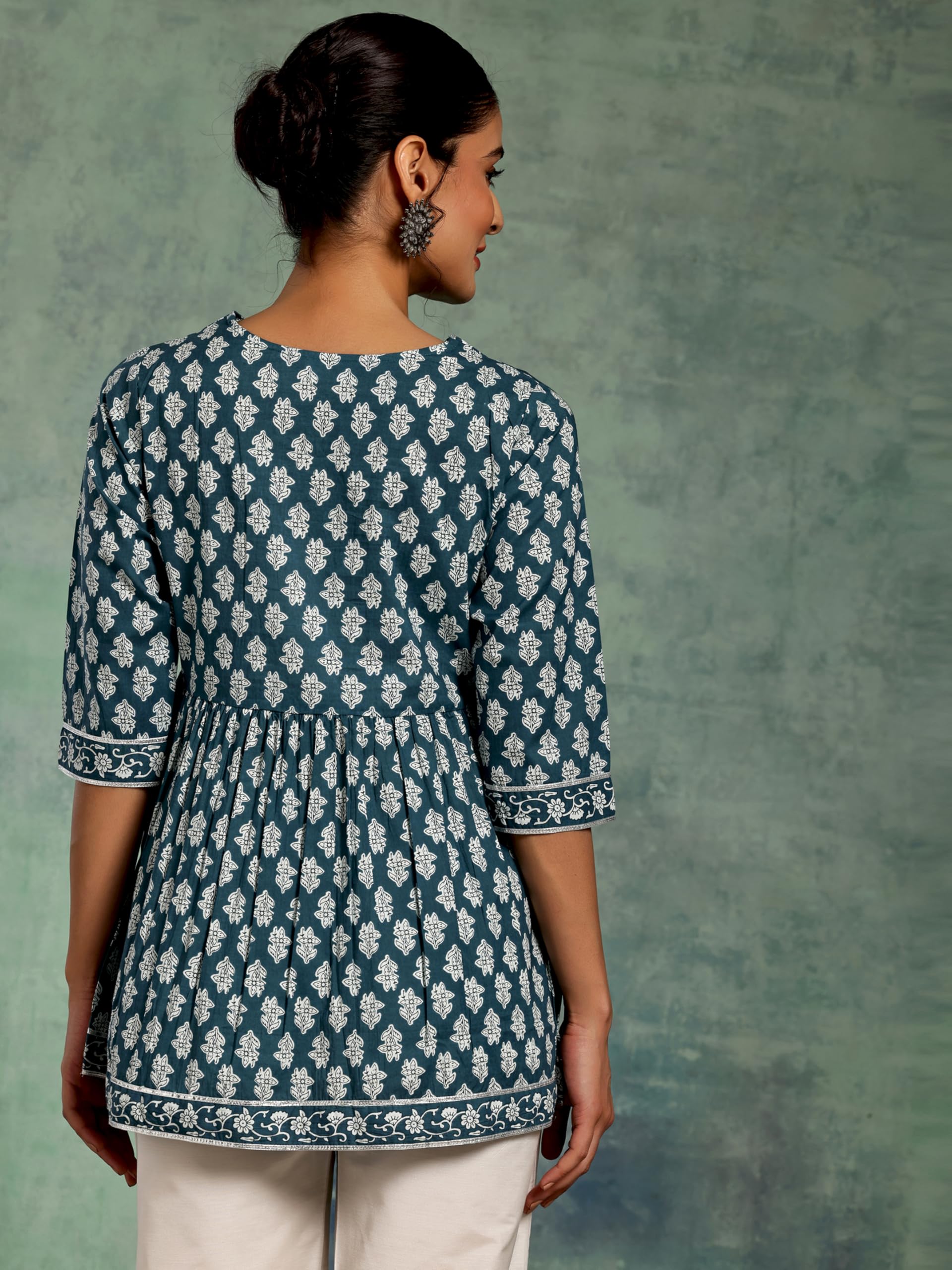 Libas Women s Printed A-Line Kurtis (26593_Blue 2XL синий