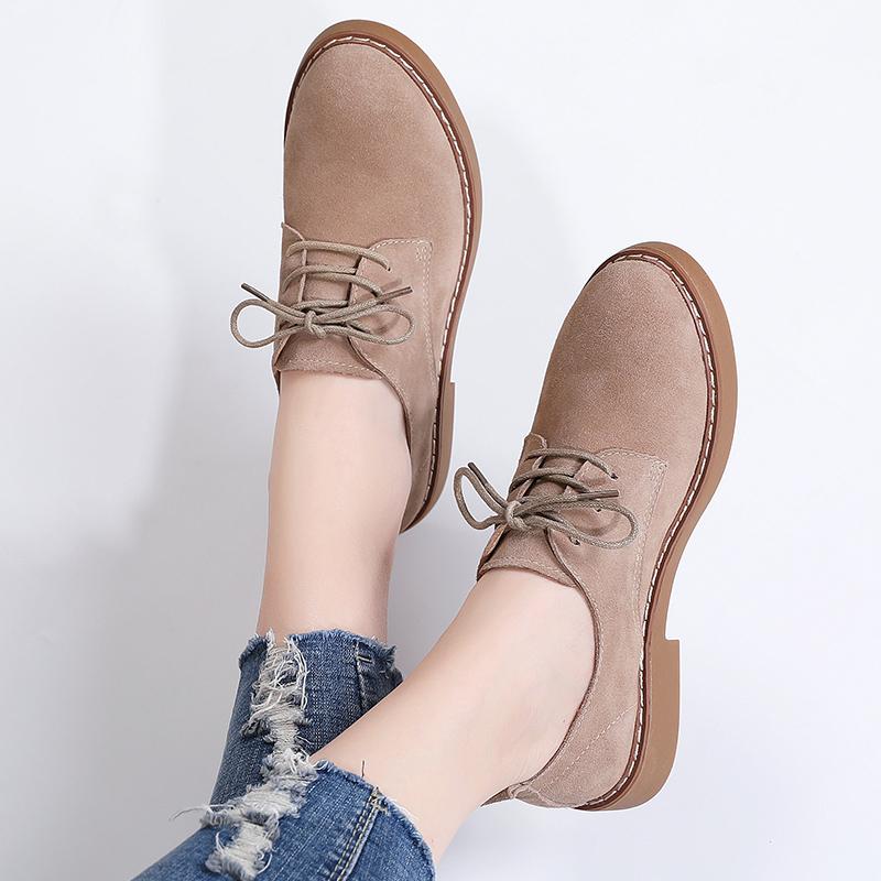 Casual Lace-up Women's Suede Low-top Leather Shoes