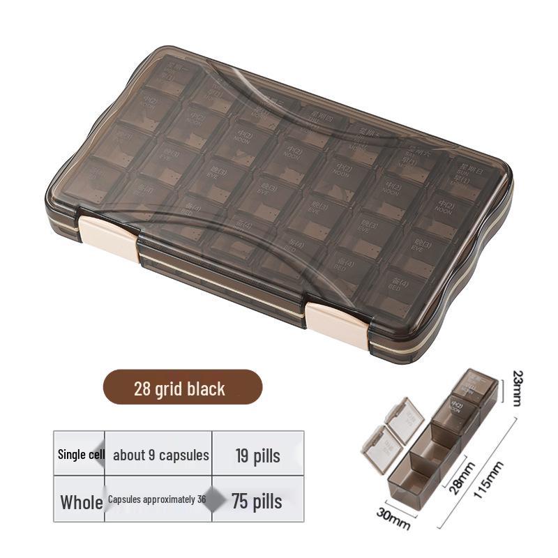 Compact Multi-Color 7-Day Pill Organizer with 21 & 28 Compartments