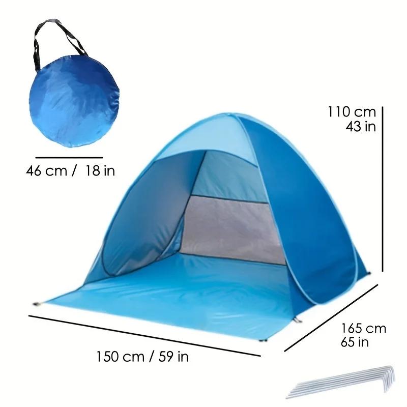Outdoor Camping Tent, Automatic Quick Opening Folding Beach Tent, Sun Shading Sun Protection Rain Blocking, Compact and Portable