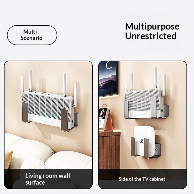 Wandmontage Router Steckdosenleiste Halter Kohlenstoffstahl Multifunktional Wifi Platzierungsregal Platzsparend Bohrlos Wandmontagehalterung