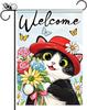 Hello Spring Garden Ag 12x18 Inch Double Sided Cute Cat Sunower Seasonal Welcome Small Ags For Outside Outdoor Decor Y EEZ