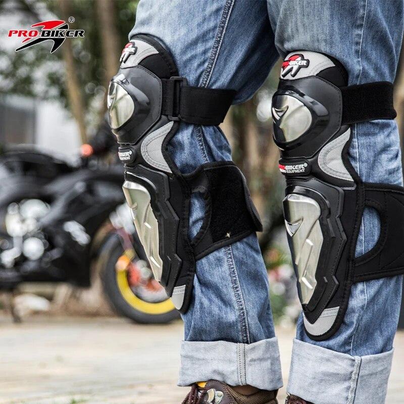 4Pcs PRO-BIKER P19 Stainless Steel Knee Elbow Guards Men Off Road Leg