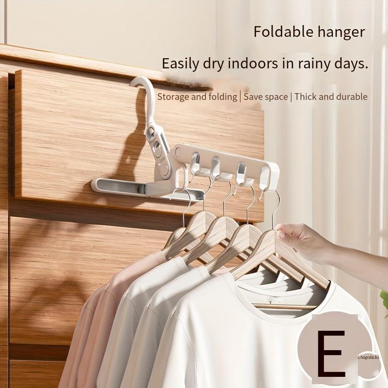 4pcs Foldable 5-Hole Clothes Hanger with Ergonomic Hooks - Portable Space-Saving Durable Plastic Hanger for Travel, Hotels, Dorms & Indoor Use,Hangers