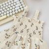 Sweet Floral Sleeveless Romper for Baby Girls with Hat Summer Crawl Outfit