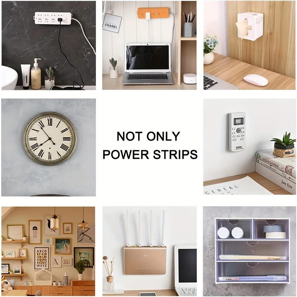 1-11pc Self-Adhesive Socket Fixer Hanging Power Strip Holder Wall Holder Cable Fixator Removable Office Household Organizer
