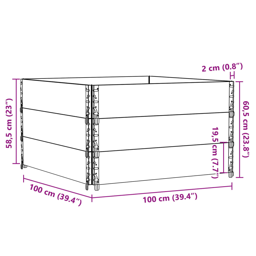 Pallet Top Frame Set 3 Pcs 100x100 Cm Solid Pine Wood