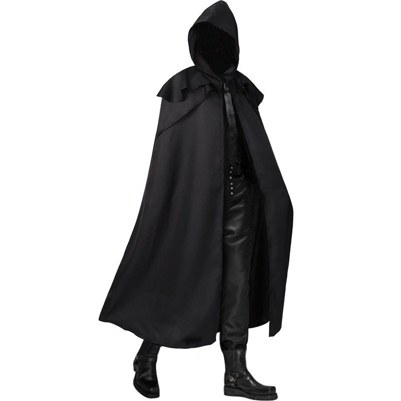 Medieval Hooded Coat Gothic Trench Coat Halloween Devil Wizard Death Cloak Robe Cape