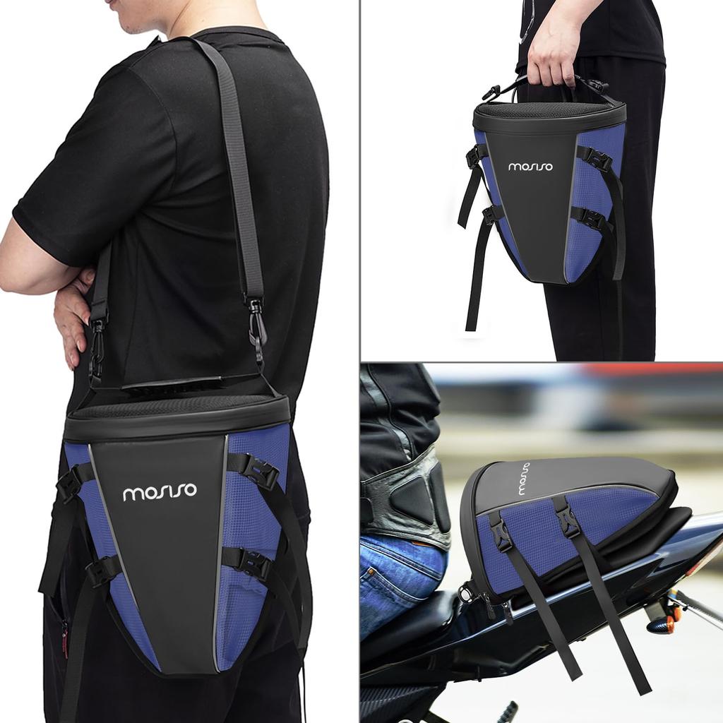 MOSISO Motorcycle Tail Multifunctional Waterproof Polyester Storage Saddle 10L Outdoor Sports Bike Rear Seat Light Tank Tool Carry Bag with Shoulder