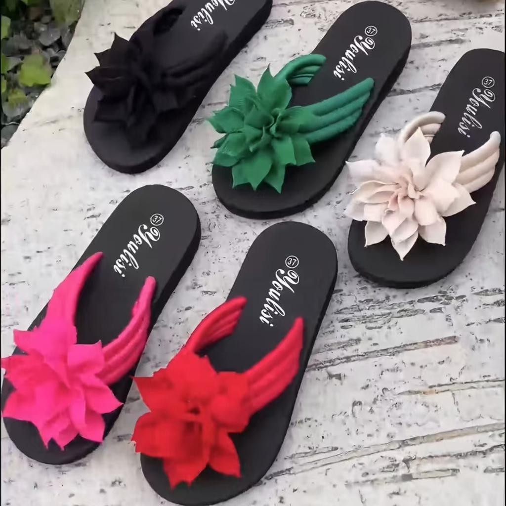 Fingered Flip Flops, Women's, Plus Size, Floral, Flat Bottomed Slippers, Sandals, Summer New Styles, Couple Sandals