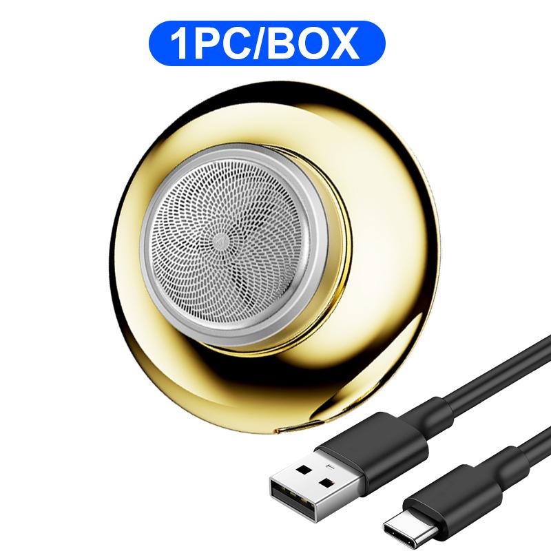 

Бритва в форме летающей тарелки с подставкой для бритья. Портативная дорожная бритва с аккумулятором TYPE-C отличается компактностью. золотой