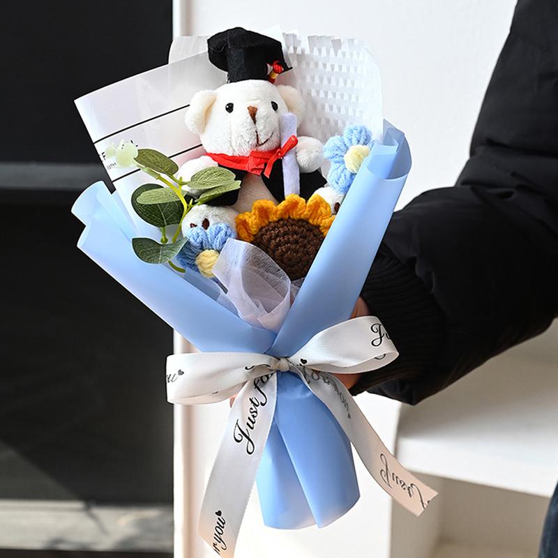 Crochet Flower Bouquet Graduation Bouquet Gifts Artificial Flower Handmade Sunflowers Teacher'S Day Mother'S Day Gifts