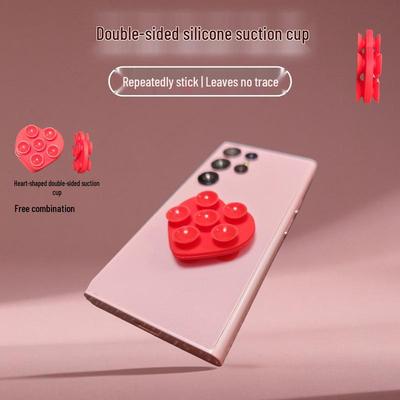 Double-sided Silicone Heart Suction Cup Phone Stand - 6-piece Set