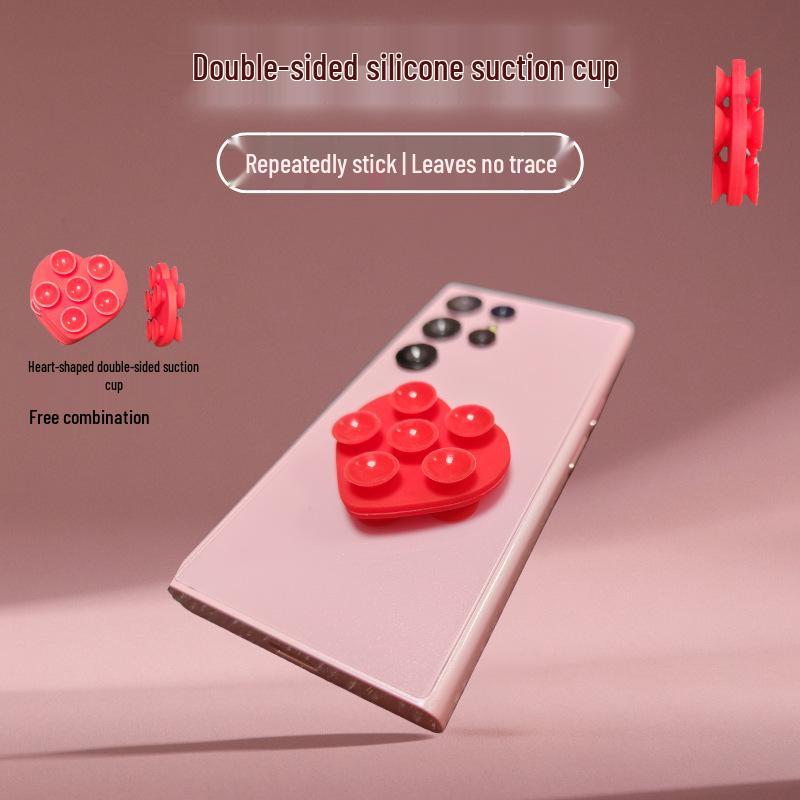 Double-sided Silicone Heart Suction Cup Phone Stand - 6-piece Set
