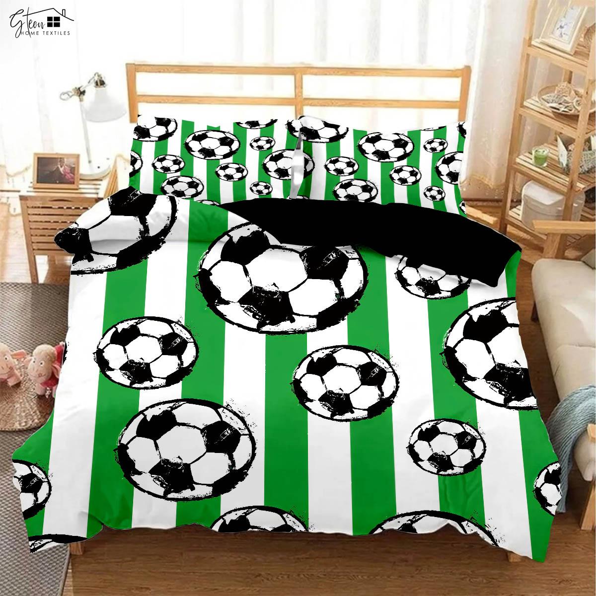 

Cool Football 3d Stereo Printing Quilt Cover Pillowcase Children s Room Bedding Set 100% Polyester 3 Pieces Can Be Customized EU 135x200cm 2PCS