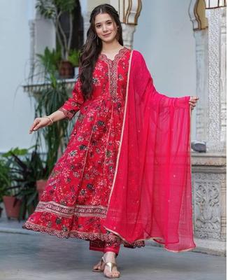 Party Wear Indian Pakistani Salwar Kameez Women Pure Cotton Kurti Palazzo Dupatta Set