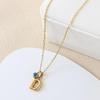 Turkish Blue Eye 3D Letter A-Z Alphabet Necklace For Women Girls Dainty Gold Plated Tiny Letter Stainless Steel Jewelry Gift